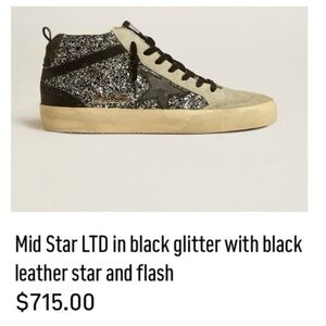 Golden Goose Mid Star LTD Black Glitter Sneakers - Worn Once!